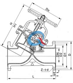 G41F襯氟隔膜閥 (直流式結(jié)構(gòu)圖)